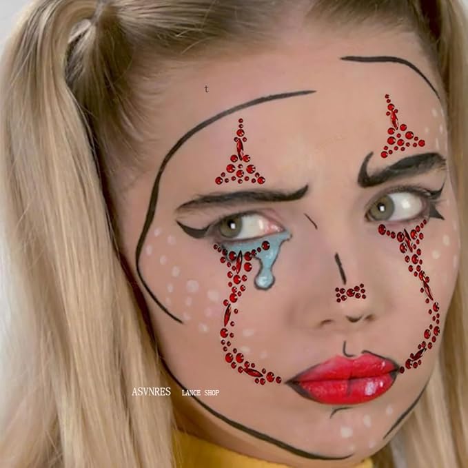 4 Pieces Face Gems Jewels Tattoos for Halloween, Day of the Dead Face Temporary Skull Tattoos Rhinestone Crystal Stones Body Gems Makeup Stickers for Halloween Festival Rave Party Outfit