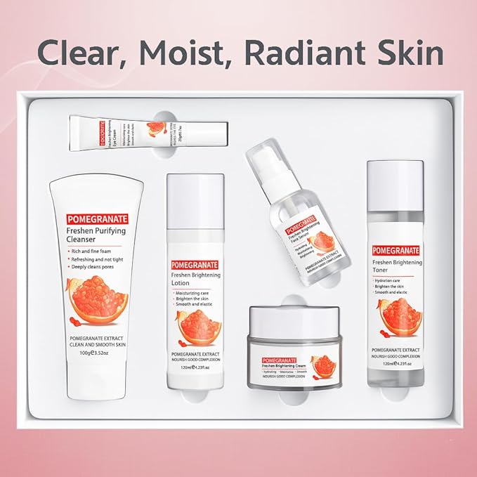 Fruit Skin Care Set for Teens – Pomegranate Daily Routine for Smooth Skin, Oil Control, Hydration & Glow – Perfect Skincare Gift for Girls and Women, All Skin Types