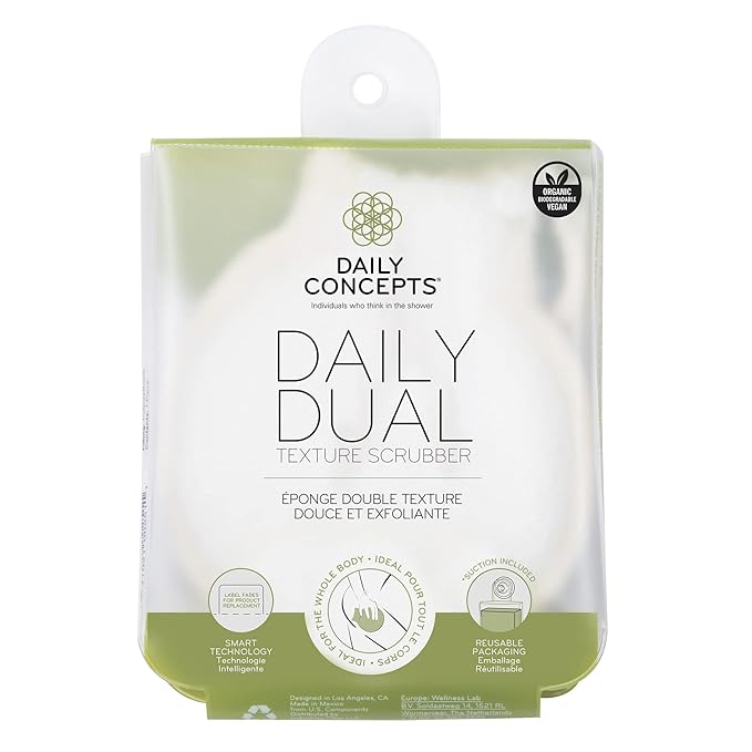 Daily Dual Texture Scrubber - Daily Concepts - Regular texture where you need more exfoliation and soft texture for the more gentle parts of your body
