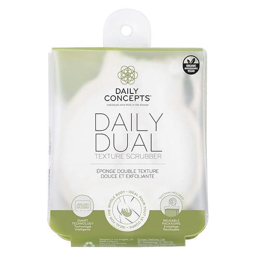 Daily Dual Texture Scrubber - Daily Concepts - Regular texture where you need more exfoliation and soft texture for the more gentle parts of your body