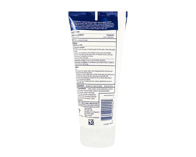 Clearasil Rapid Rescue Deep Treatment Acne FaceWash, Maximum Strength with 2% Salicylic Acid Acne Medication, AcneFacial Cleanser, 6.78 fl oz (Pack of 3)