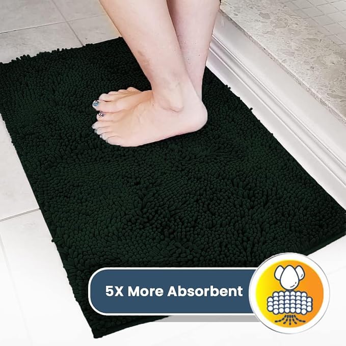 Muddy Mat® | Super Water Absorbent Door Mat Indoor, Microfiber Quick Dry Chenille Entryway Rug,Slip Resistant Front Door Mat,Indoor Mats for Entryway,Machine Washable Pet Rug, Hunter Green 48" x 60"