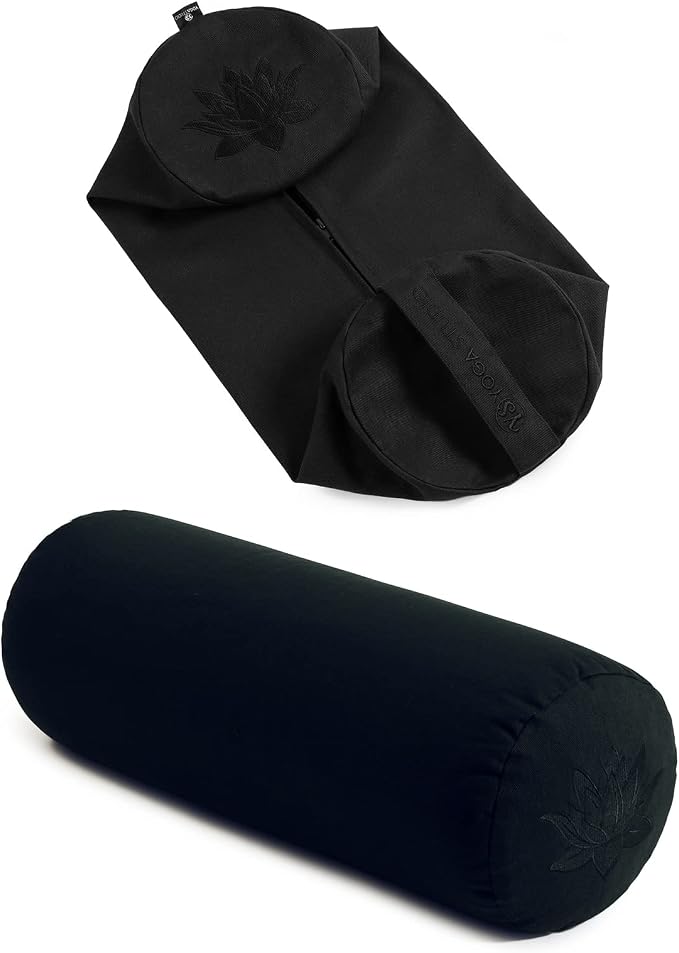 Yoga Studio Spare Organic Cotton Bolster Covers With Handle And Zipper (Black)
