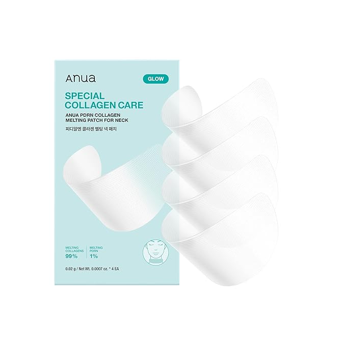 Anua PDRN Collagen Melting Patch for Neck, Lifting and Firming, Thin Film Patch for Neck Fine Lines & Forehead, Plumping Effect with Salmon DNA, Korean Skincare, 0.02g x 4EA