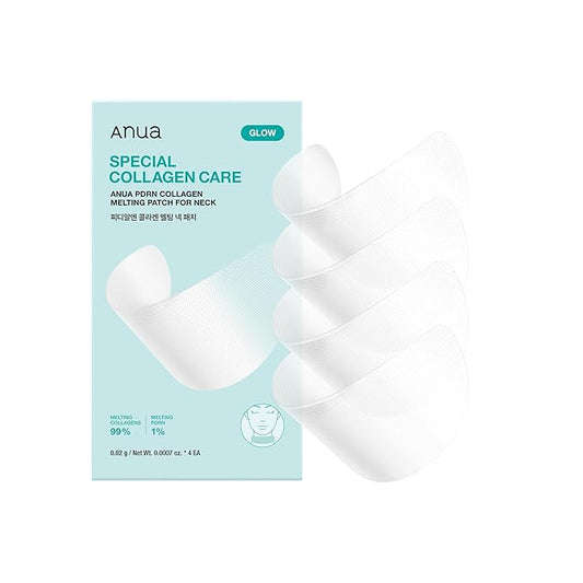 Anua PDRN Collagen Melting Patch for Neck, Lifting and Firming, Thin Film Patch for Neck Fine Lines & Forehead, Plumping Effect with Salmon DNA, Korean Skincare, 0.02g x 4EA