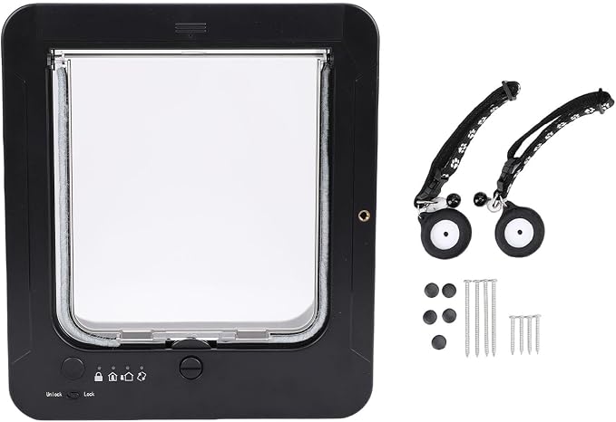 Diydeg Pet Door, 10.24x11.61in Smart Cat Door with Collar Activated, Easy Installation Sensor Cat Flap for Kitty Kittens Doggie Interior Exterior, Dual Entry and Exit Options