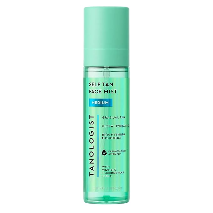 Tanologist Self Tan Face Mist, Medium Shade, Hydrating Tanning Spray, Streak-Free, Radiant Finish, Paraben-Free, No Fake Tan Smell, For All Skin Types, 3.38 fl. oz/100 ml Bottle