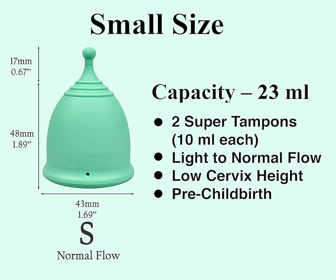 SHORDY Reusable Menstrual Cup (Small) Set of 2 with Mini Box, 100% Soft Silicone, Coupe Menstruelle, Safe Period Cup, Light Flow Kit, Feminine Hygiene, Tampons, Pads & Disc Alternative