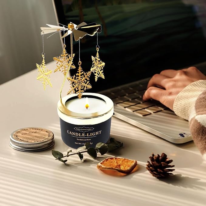 Kelly's Custom Candles Birthday Gifts for Women,for Wife,Rotatable Snowflake Candle Gift for Her,Unique Candle Gifts for Colleague,Mom and Wife,Birthday,Anniversary,Christmas and Thanksgiving.