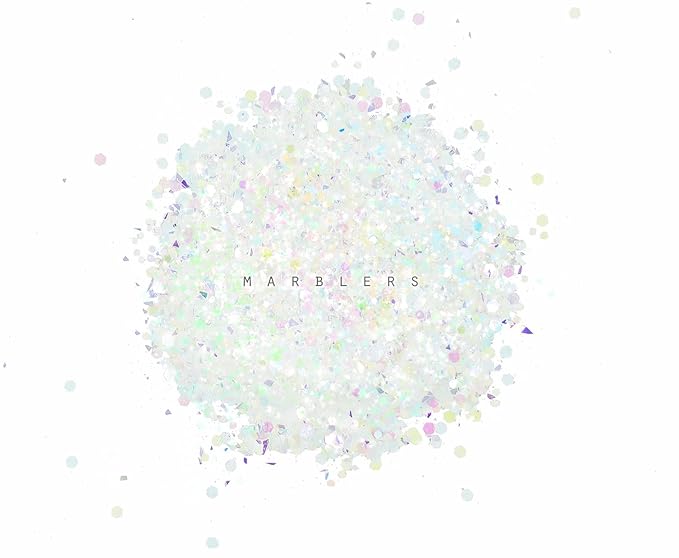 MARBLERS Mixed Shaped Face & Body Glitter [White] 0.18oz (5g) | Chunky | Chopped | Flake | Non-Toxic | Vegan | Cruelty-Free | Festival, Rave & Party Makeup | Eye, Hair, Nail Polish, Eyeshadow