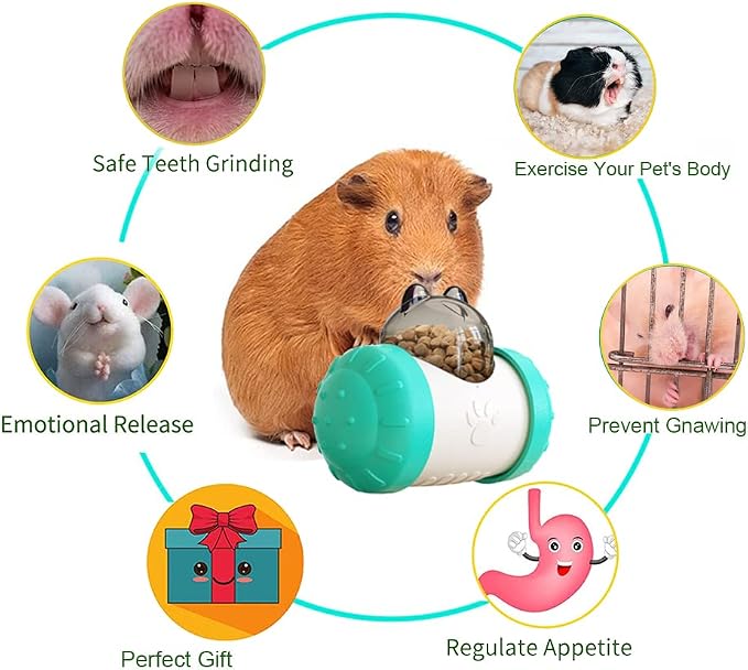 Interactive Treat Ball for Rabbits, Roll and Push, Use with Diced Carrot, Dried Herbs or Dried Fruit, Snack Toy Ball for Rabbits, Guinea Pigs, Chinchillas, Hamsters, Gerbils, Rat Ect