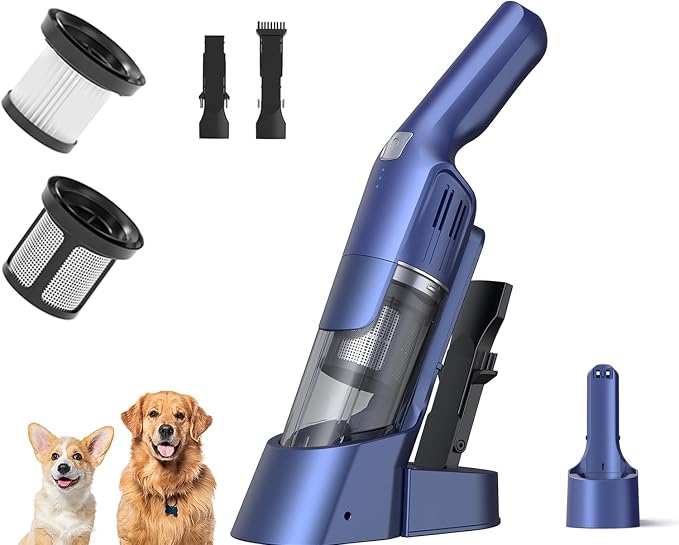 Handheld Vacuum Cordless, 24KPA Powerful, Rechargeable, Charging Dock, Ergonomic Handle, 2-in-1 Crevice Tool, 1.8lb Portable Vacuum Cleaner with 2-Speed for Car, Portable Car & Pet Hair Vacuum