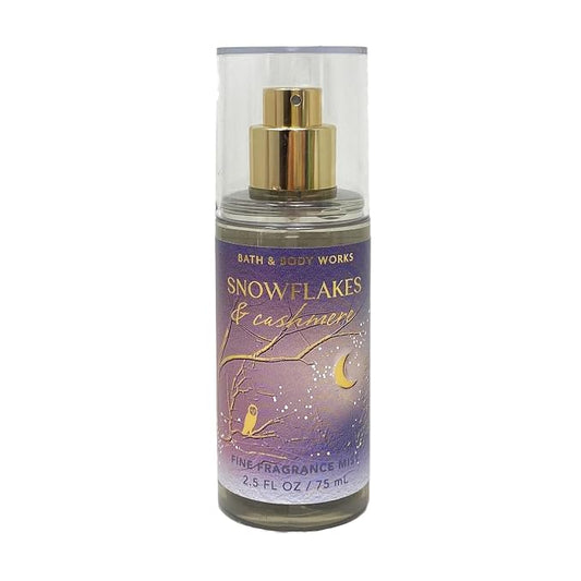 Bath & Body Works Snowflakes & Cashmere Fine Fragrance Mist Travel Size Mini Purse Spray 2.5 Ounce (Snowflakes & Cashmere)