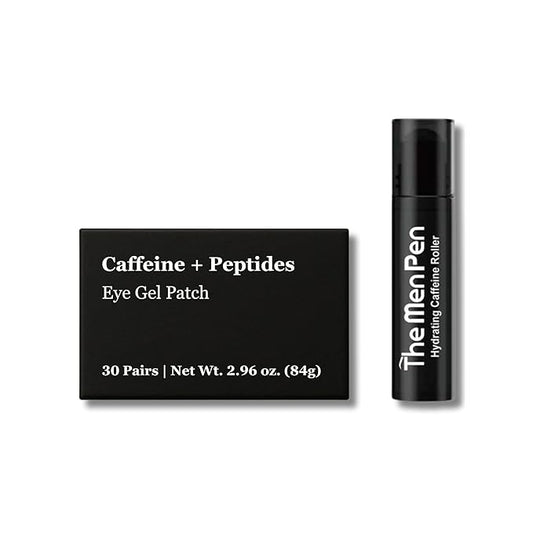 The Men Pen Eye Revival Duo | Caffeine Roller + Peptide Patches | Puffiness, Dark Circle, and Tired Eye Treatment (30 Day Supply)