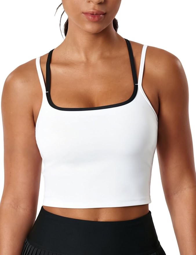 K-Swiss Tank Tops for Women - Color Block Double Lined with Built in Bra Yoga Running Gym