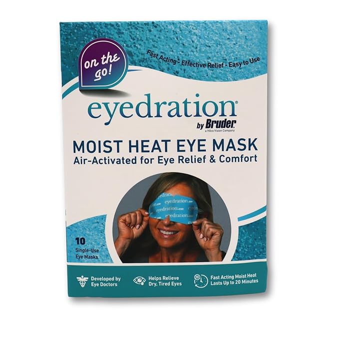 Eyedration Air-Activated Eye Steam Mask l Dry Eye Relief l Disposable Heated Eye Mask l Gentle, Soothing and Hydrating l No Microwave Needed l Convenient and Lightweight - 4 Single Use Compresses