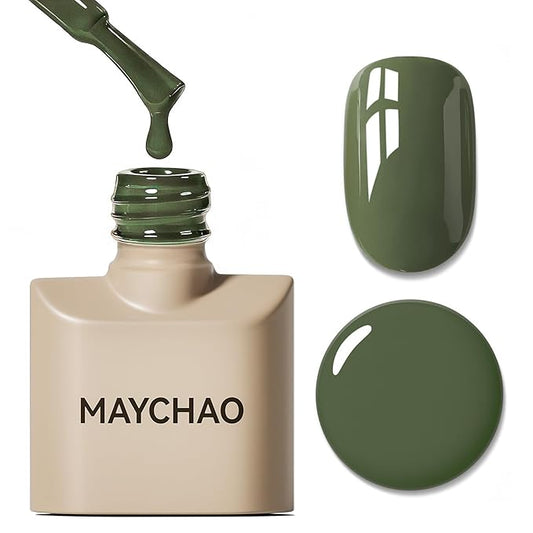 MAYCHAO 15ML Christmas Green Gel Nail Polish 1Pc Matcha Green Gel Polish Soak Off UV LED Nail Polish Nail Art Starter Manicure Salon DIY at Home, 0.5 OZ