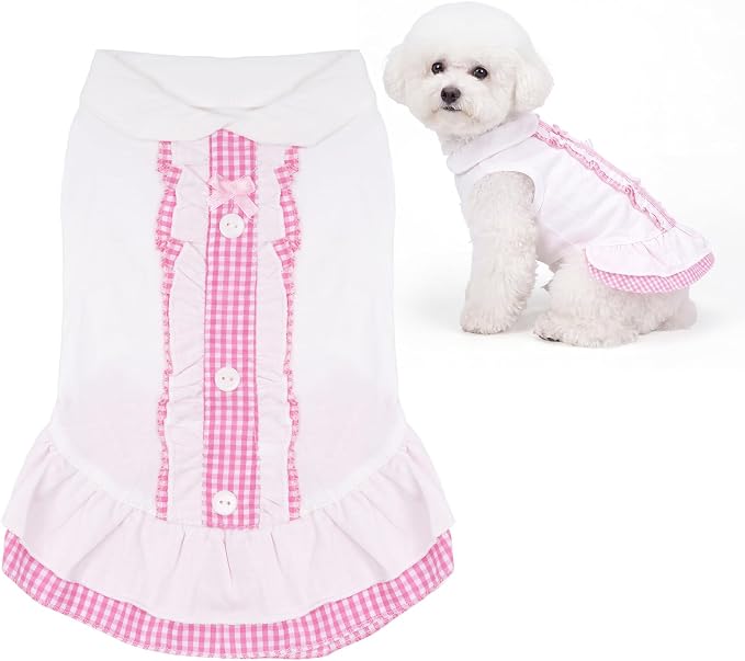 Dog Dress Cat Skirt Sleeveless Puppy Girl Clothes for Small Dogs Cats | Cute Pet Dress with Comfy Material, Fits Chihuahua Yorkie Pomeranian, Suitable for Park Walks Birthday Parties, Medium
