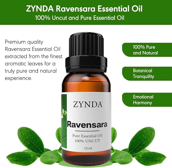 Ravensara Essential Oil Organic & Pure – 100% Natural Aromatherapy Oils for Skin, Hair & Relaxation – Premium Ravensara Essential Oil for Diffuser, Massage & Wellness, Lab Tested – 10ml