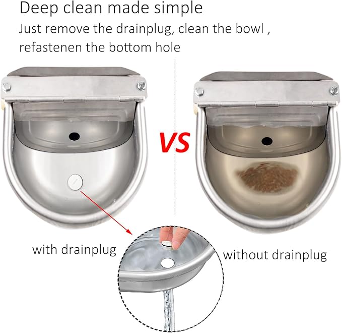 Automatic Water Dispenser for Dog Water Bowl Dispenser Large Size Stainless-Steel Waterer Feeder Self Filling Water Trough for Poultry and Livestock (Stainless Steel, Large)