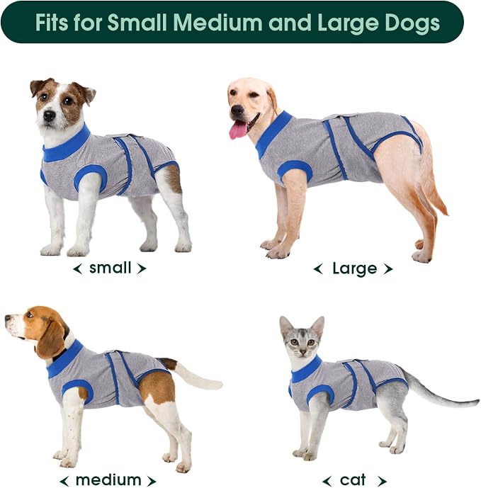 Kuoser Recovery Suit for Dogs Cats, Soft Dog Surgery Suit Female Male Spay | Professional Dog Onesie for Surgery, Substitute E-Collar & Cone, Prevent Licking Dog surgical suit Pet Neuter Suit