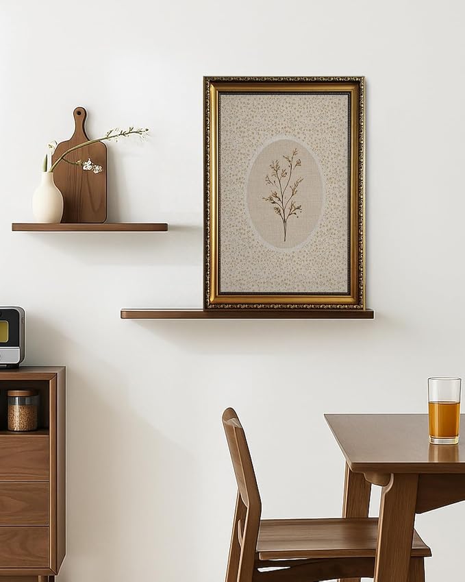 Vintage Dried Floral Gold Framed Wall Art Farmhouse Botanical Wall Decor | French Country Beige Picture Canvas Art Minimalist Cottagecore Small Framed Prints Artwork for Bedroom Bathroom Gallery Wall