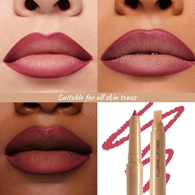 Plum Matte Lip Liner Pencil, Long-Lasting Waterproof, Creamy Formula with Silicone Smudger (4#, 1 Count (Pack of 1))