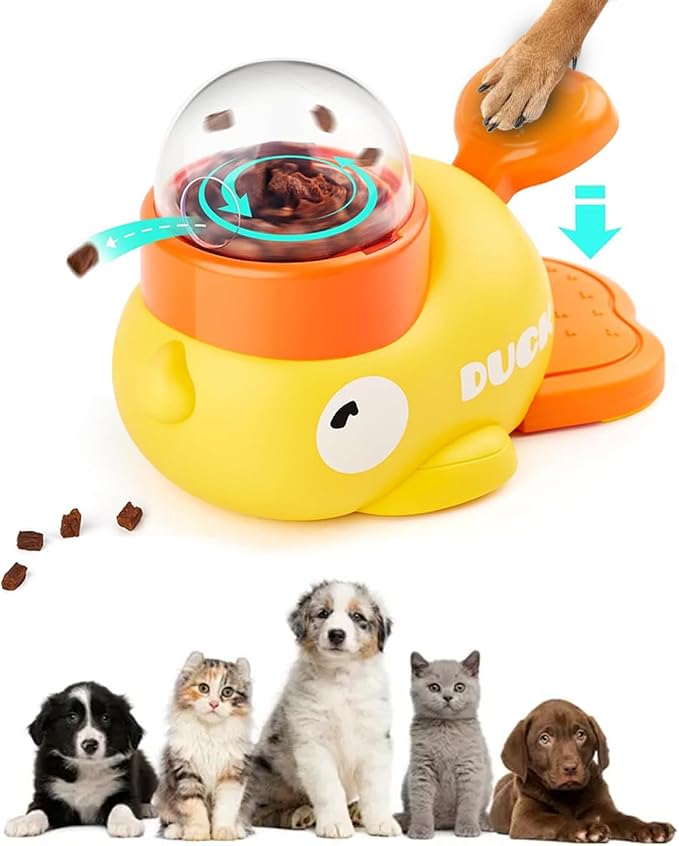 Duck Dog Interactive Treat Dispenser Toy Slow Feeder Food Puzzle | 3 Adjustable Openings Puppies Cats IQ Training Pet Toy for Boredom Relief & Healthy Digestion