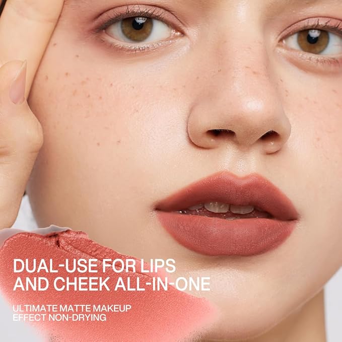 INTO YOU Velvet Matte Finish Lip Stain, Super Stay Lip Stain Long Lasting Waterproof, Lip Tint, Lip Mud Soft Lightweight, Smooth Lip Clay Mousse, Dual-Use For Lips And Cheek, Red Lipstick, W2