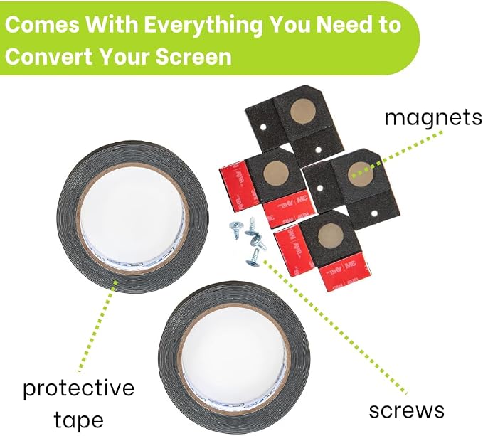 Screen Pet Door Kit for Existing Patio Screen Doors | Entrance for Dogs & Cats | Kit Only, No Screen | Plus Extra Black Tape & Magnetic Closures