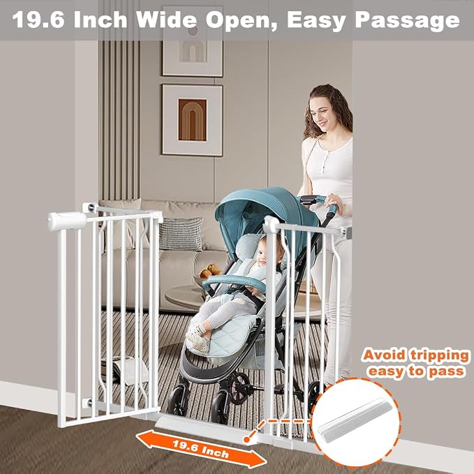 Baby Gate for Doorways Stairs Hallway 76.3-81.1 Inch Wide, Walk Through Child Gates with Pressure Mounted Extention Kit, Indoor Safety Child Gates for Kids or Pets
