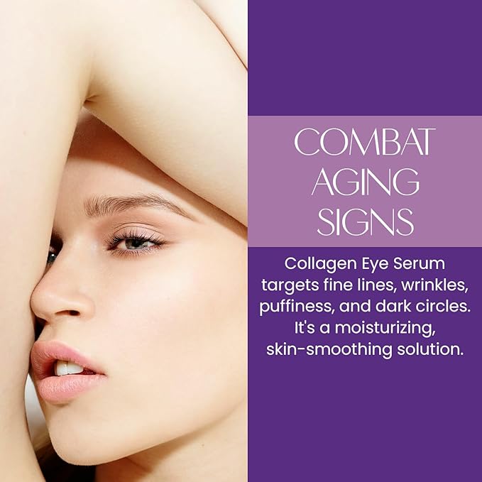 Collagen & Hyaluronic Acid Under Eye Serum - Anti-Aging, Hydrating, Reduces Puffiness & Wrinkles - Dermatologist Tested, Korean Skin Care - 1 oz / 30 ml