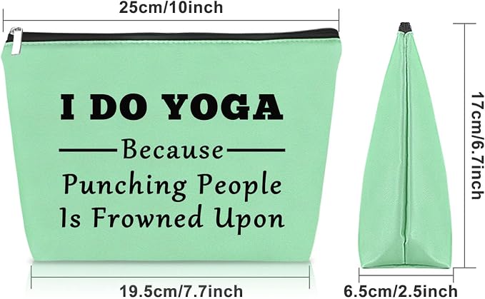 Sazuwu Yoga Themed Gifts for Women Green Makeup Bag Yoga Instructor Teacher Thank You Gifts Travel Pouch Birthday Present