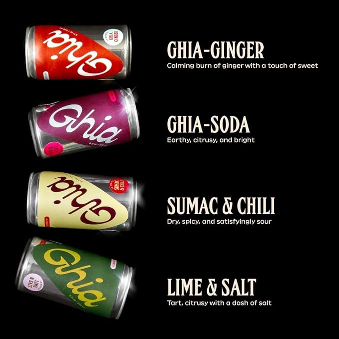 Ghia Non-Alcoholic Le Spritz | Ghia-Ginger and Sumac & Chili Combo 8-Pack | Canned Mocktail & Cocktail Mixer, Zero Proof Sparkling Apéritif with Soothing Herbal Extracts | No Sugar, Caffeine-Free