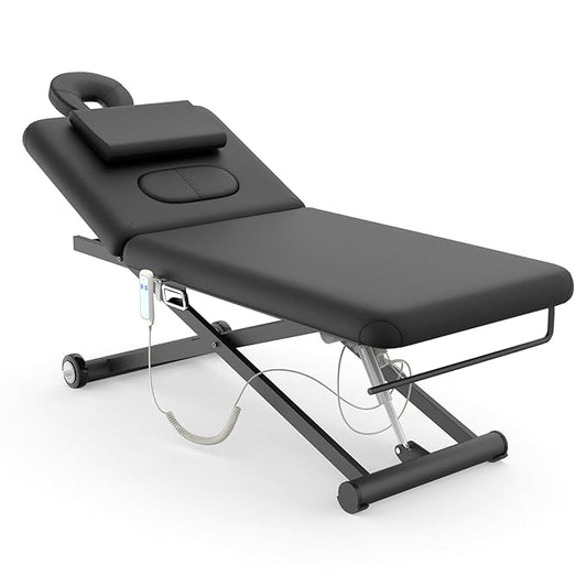 Electric Massage Table, Electric Lift Motor Height adjustable and Manual Backrest Adjustable Angle for Treatment, Medical Spa, Facial, Beauty, Massage Bed and More - 32 Wide x 75 Long - Black