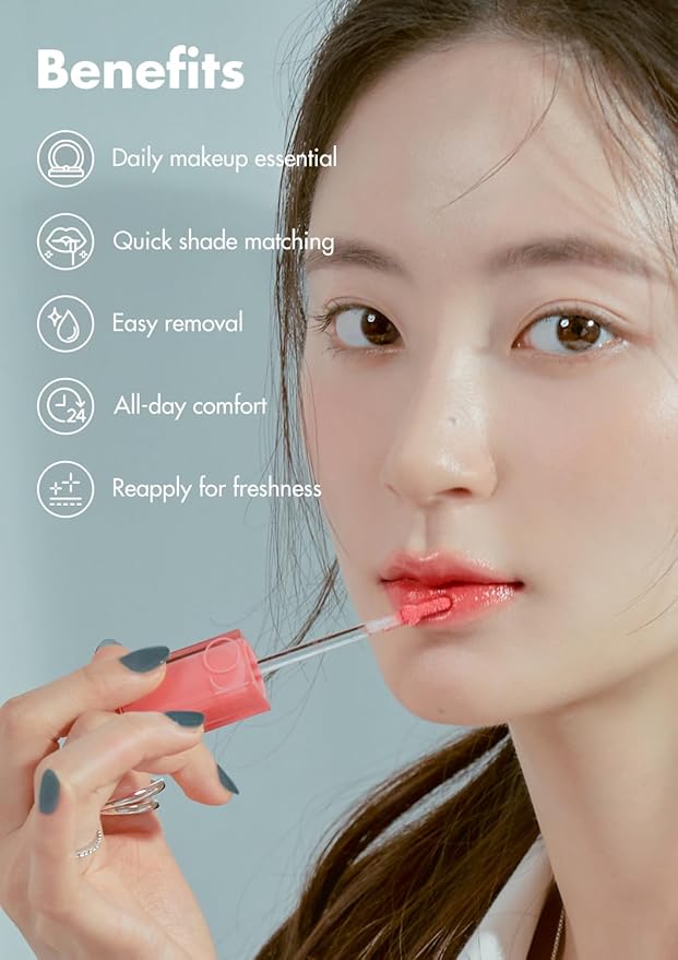 rom&nd DEWY·FUL Water Tint 06 Thulian - K-Beauty Cool Cream Pink Lip Stain for Hydrating Dewy Gloss & Non-Sticky, Long-Lasting Comfort