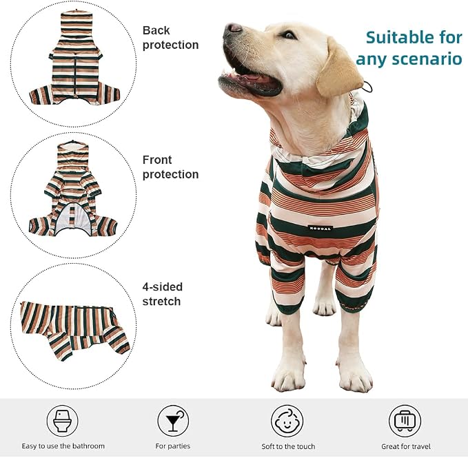 Dog Pajamas for Large Dogs,Extra Large Stretch, Suitable for Adult, Medium-Sized Dogs, Large Pet Jumpsuit Four-Legged Dog Clothes, Pet Clothing. (Yellow-Black Bar, 5XL)