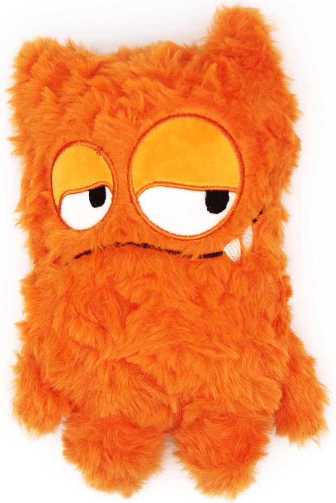 Monster Stuffed Squeaky Dog Toy, Crinkle Dog Plush Toy, Orange | Soft Lightweight Toy for Fetch and Chew, Interactive Outdoor Indoor Play for Tug, Birthday Gift, For Puppy Small Medium Dog