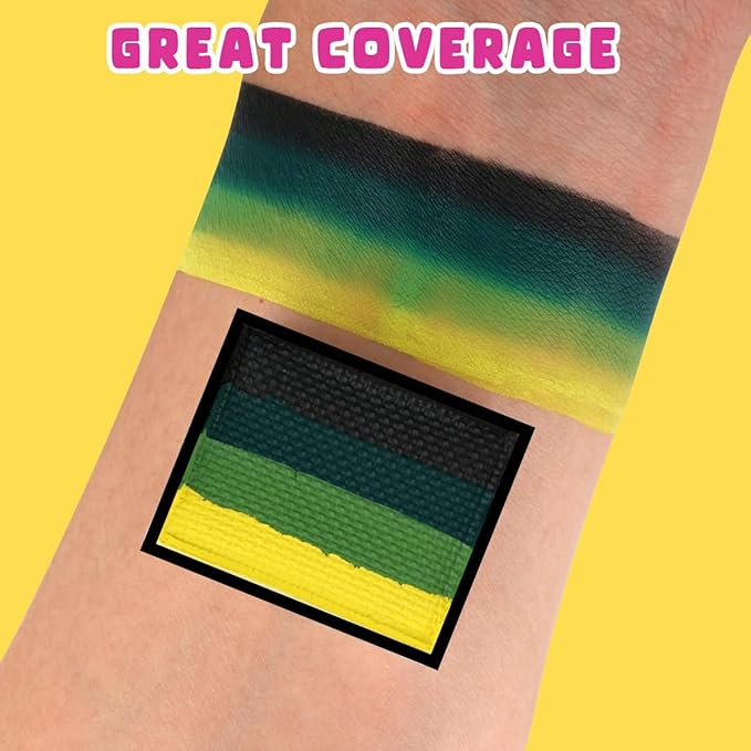 Bowitzki 10g Split Cake Face Paint Professional For Adults One Stroke Split Cake Non Toxic Rainbow Flora Dolphin Unicorn Flame Body Paint Makeup (Greens)
