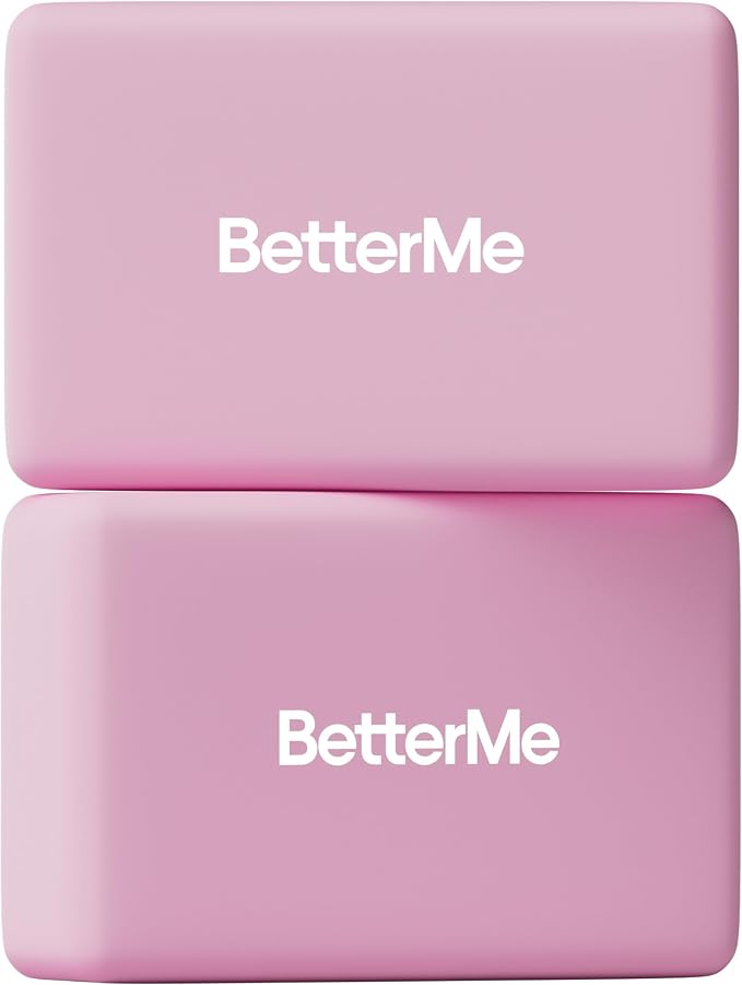 BetterMe Yoga Blocks Set of 2 – High Density Foam Yoga Blocks for Stretching, Pilates & Workouts – Lightweight Non-Slip Exercise Blocks for Flexibility & Balance