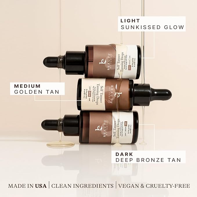 Self Tanning Drops for Face - USA Made with Organic & Natural Ingredients, Bronzing Face Tanning Drops with Aloe Vera, Non Toxic Self Tanner for Sunless Fake Tan & Natural Glow, Cruelty & Toxin Free