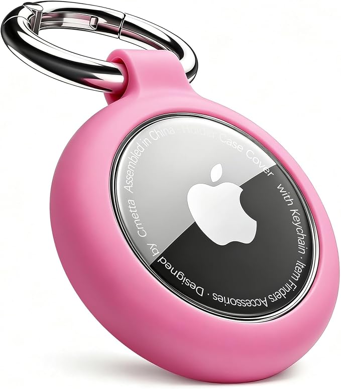 Keychain Holder Case for AirTag, Rose Red | Soft TPU, Protective, Clear Cover, Anti-Scratch, for Keys, Luggage, Backpack, Pet Collar, Kids