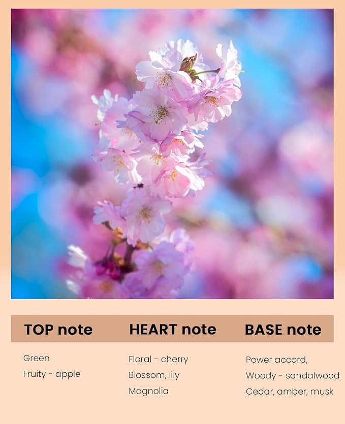 PUREAMOR Cherry Blossom Pheromone Perfume for Women - 10ml Alcohol-Free Spray Perfume Oil, Airy Spring Floral & Fruity Fragrance, Long Lasting Sweet Sakura Scent, Travel Size, Easter Gift (0.34oz)