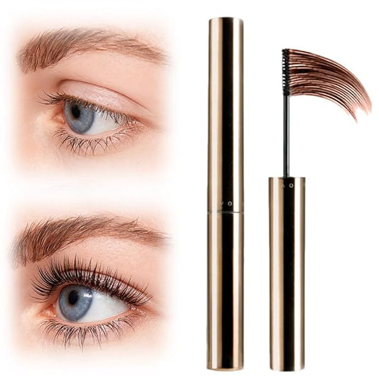 Ultra-Fine Lengthening Waterproof Quick-Dry Mascara, Waterproof Quick Drying Curling Mascara, Iron Wand Mascara, 3D Curling Eyelash Long, Lasting Smudge-Proof No Clumping (Brown)