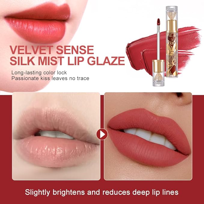 Matte Velvet Lip Stain, Long-Lasting Lip Tint, Waterproof Non-Sticky Lip Color, Transfer-Proof Smudge-Proof Lip Stain, Cloud-Like Soft Blurring Texture with Misty Velvet Finish, Coral Flame-83A