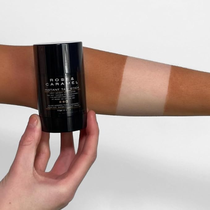 Rose & Caramel Skinstant Instant Bronze Tanning Stick, Deep, Bronze, Instant, Waterproof, Sweat-proof, Imperfection-hiding Tan