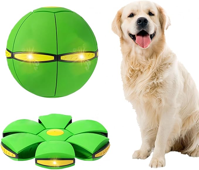 Magic Bouncing Ball, Magic Meta - Ball, Children's Magic Bouncing Balls, Doggy Disc Ball, Flying Saucer Ball, Parent-Child Interaction with Lights for Indoor & Outdoor Play Green and Blue