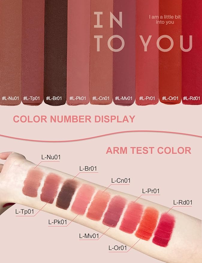 INTO YOU Matte Velvet Lip Stain Long Lasting Waterproof Lip Gloss Makeup Moisturizing Lipstick for Women (L-Tp01)