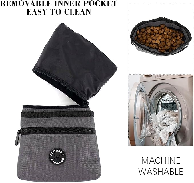 Dog Treat Pouch with Pet Training Clicker, Detachable Dog Puppy Training Treat Bag, 900D Oxford Cloth Magnetic Closure Small Dog Poop Bag Holder for Travel or Outdoor Use