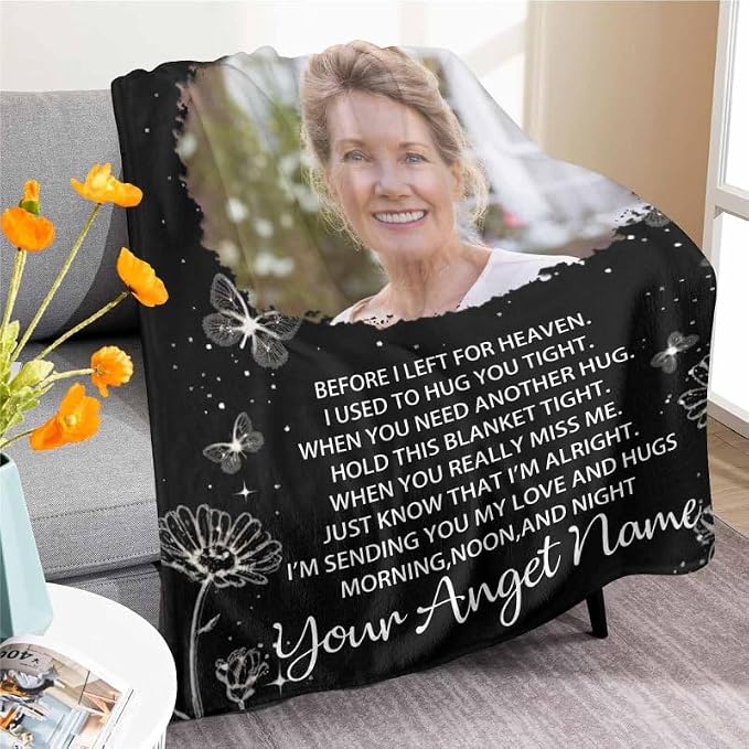 Custom Memorial Blanket with Photo - Sympathy Gift for Loss of Loved One